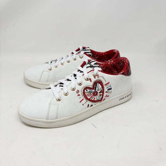 Desigual Size 9/40 Cosmic Heart Love is Infinity Embroidered Sequin Sneaker - Picture 1 of 11